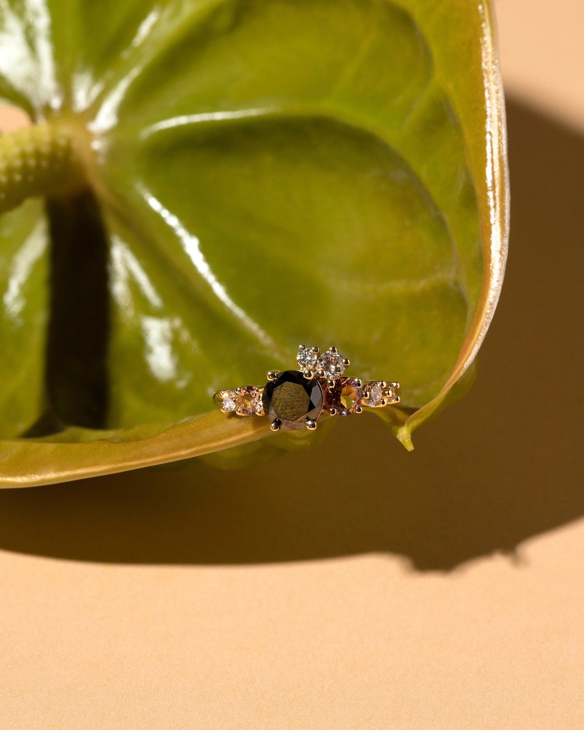 Luna Ring - Black & Champagne Diamond - Image 5