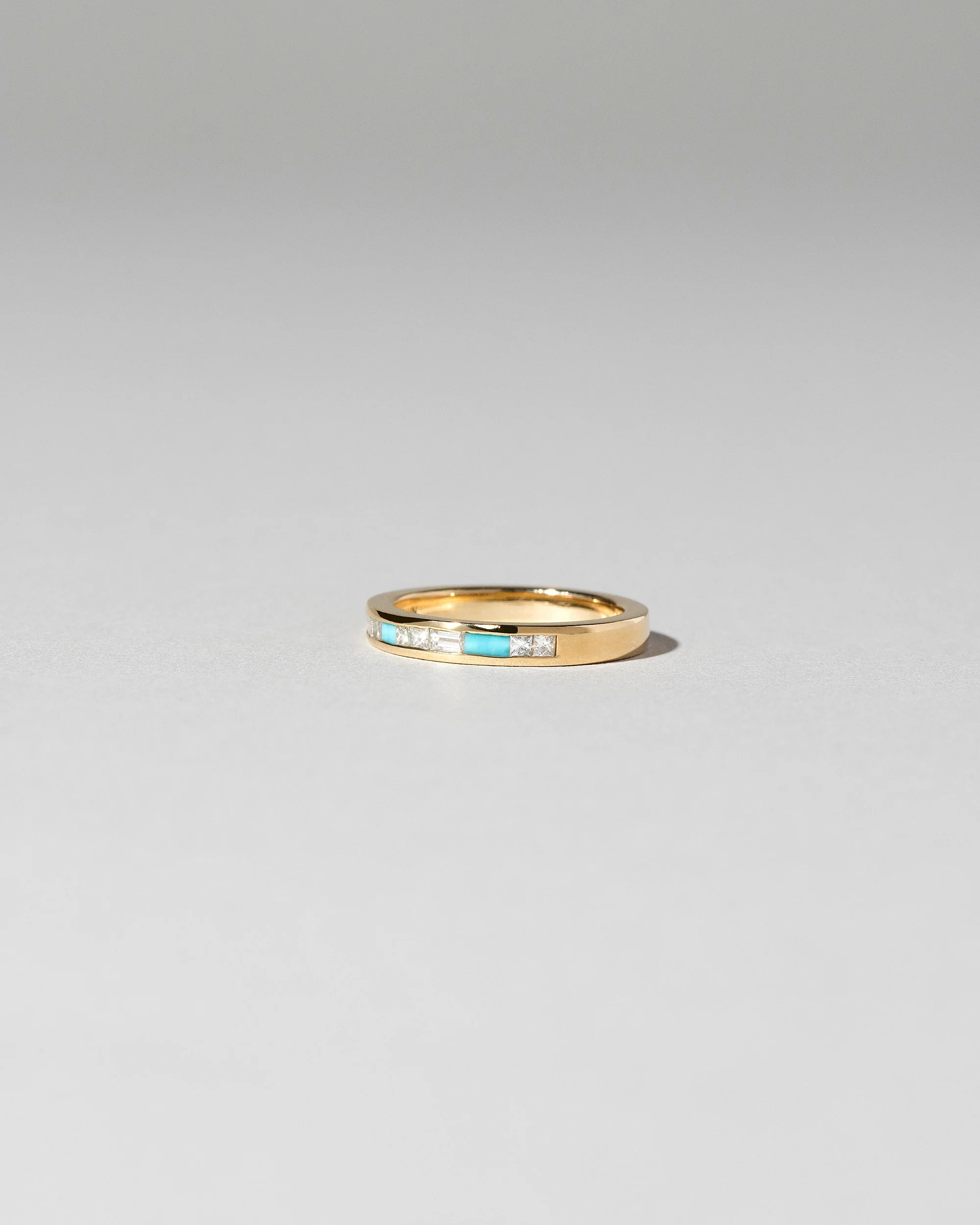 Channel Set Band - White Diamond & Turquoise - Image 2
