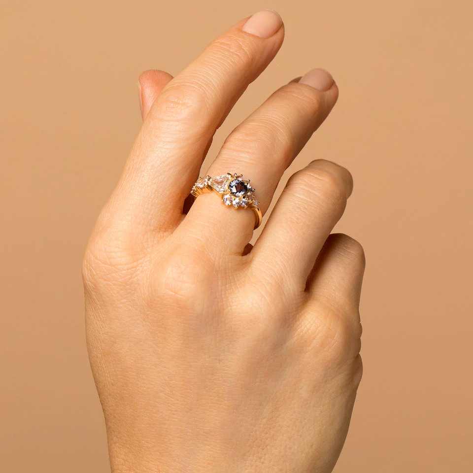 Diamond, Spinel & Sapphire Cluster Ring - Image 5