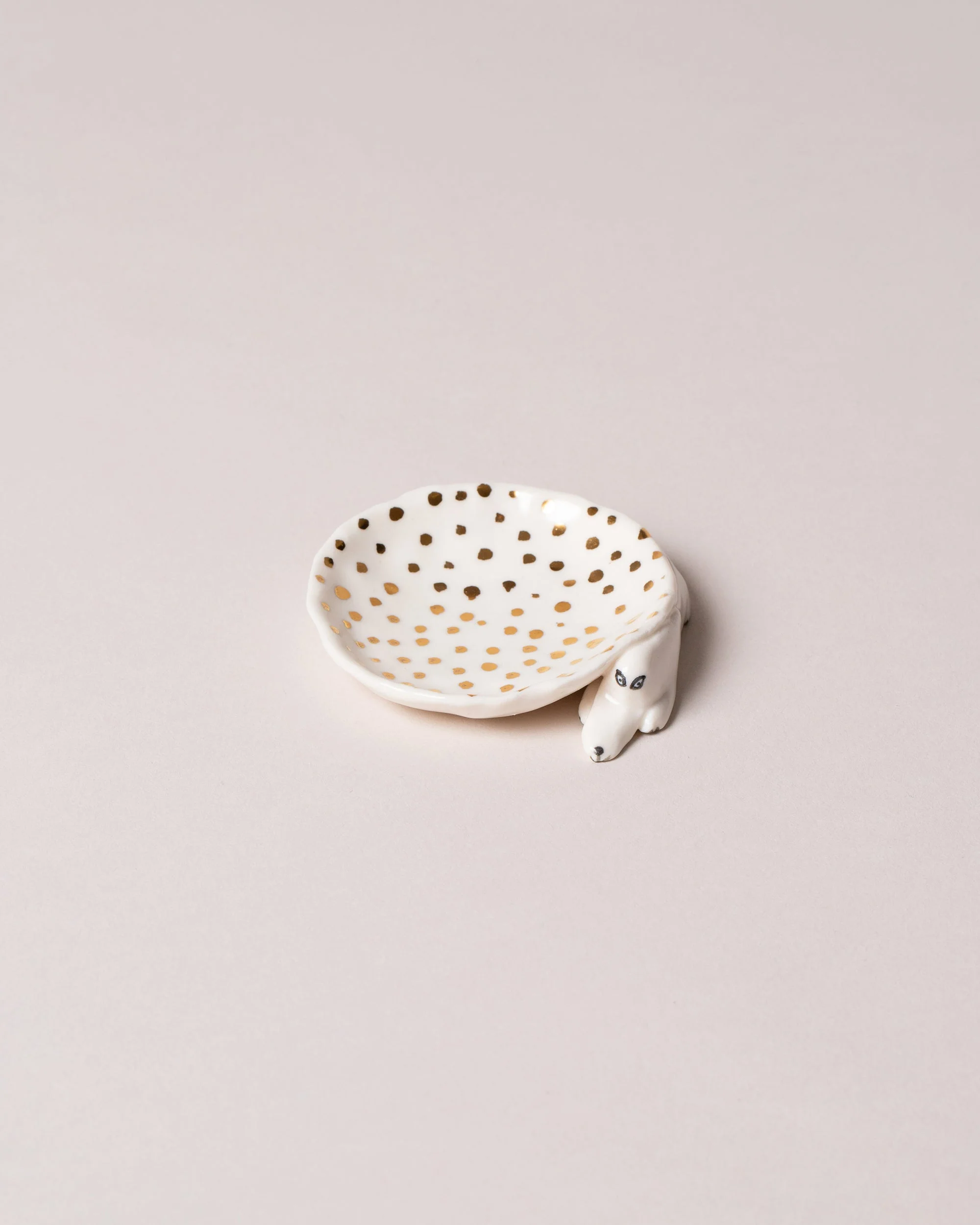 Gold Dots Mini Dog Dish