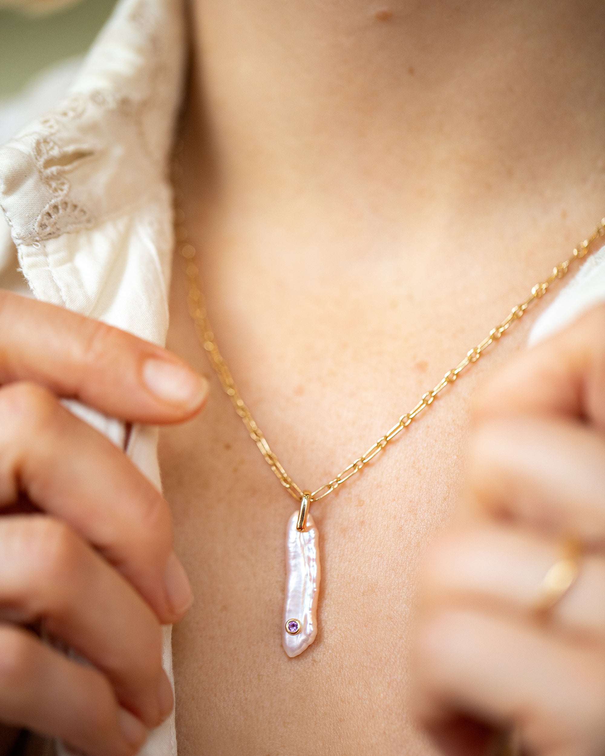 February Birthstone Pearl Pendant With Amethyst - Image 2