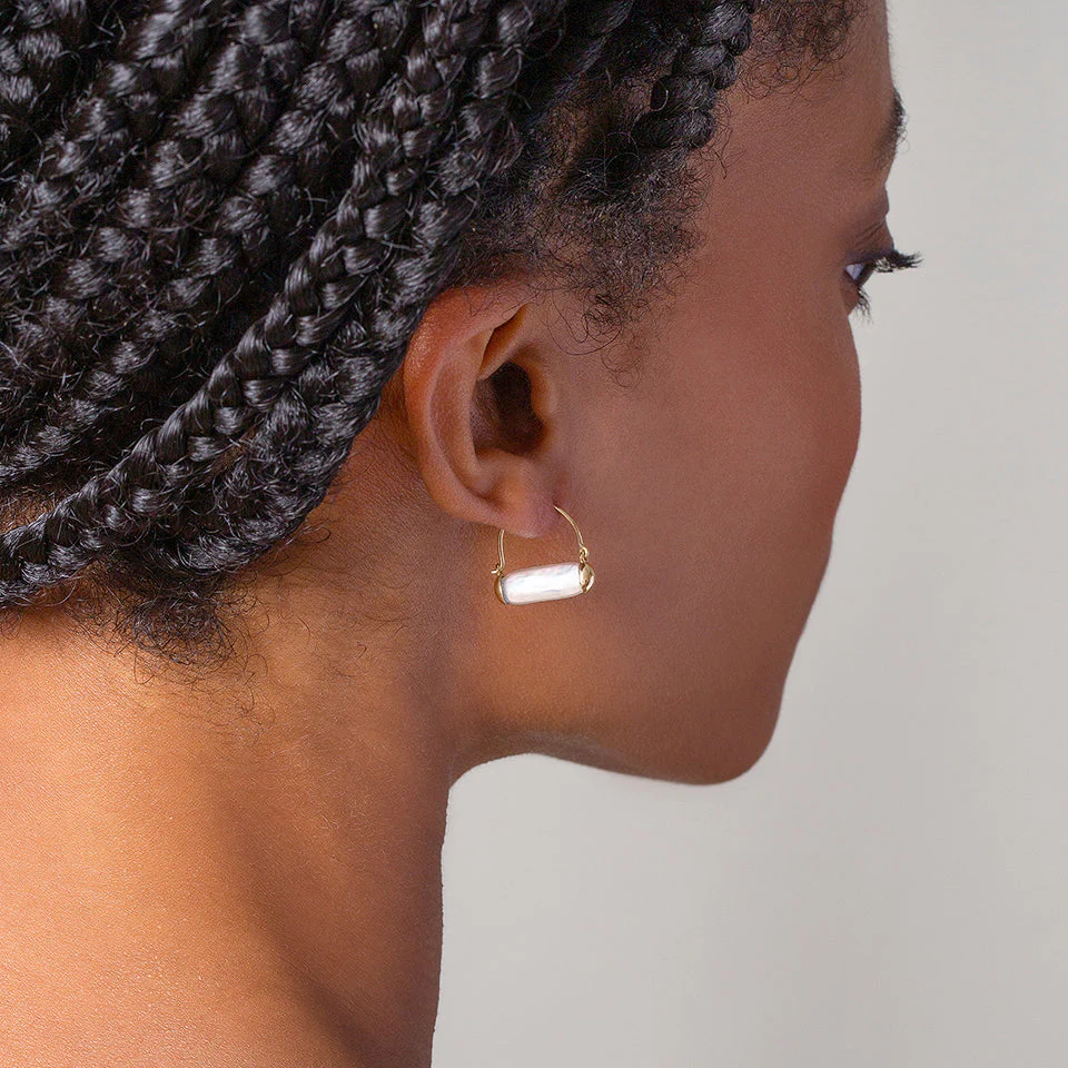 Pearl Hoop Earrings - Image 3