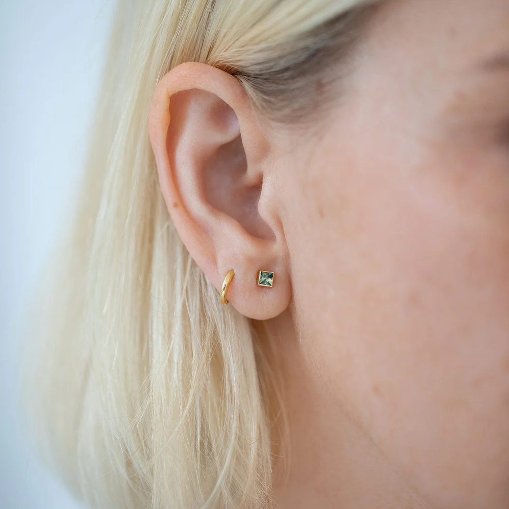 Square Frame Stud Earrings - Anthill Garnet - Image 3